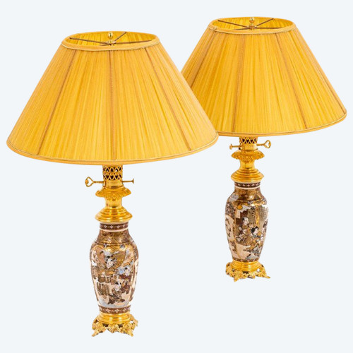 Paire de lampes en faïence de Satsuma et bronze doré, circa 1880, LS4583841