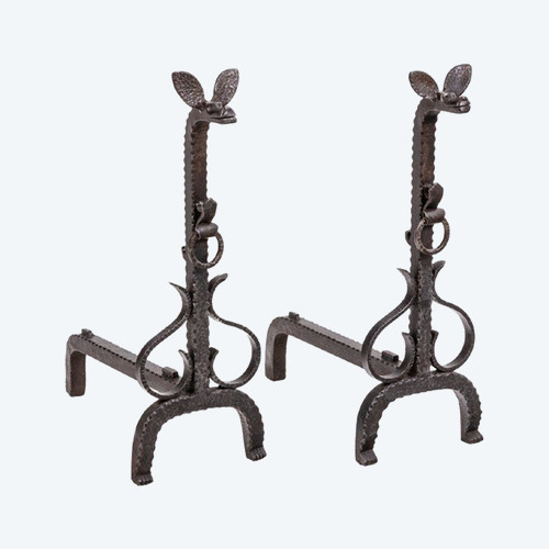 Pair De Chenets En Fonte De Fer, 20th Century, Ls4753181