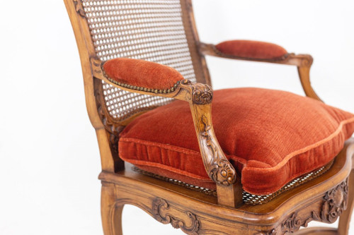 Jean Mocqué, Paire De Fauteuils Canné De Style Régence, XXe Siècle, Ls4699701