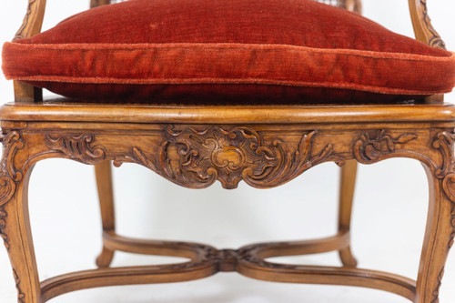 Jean Mocqué, Paire De Fauteuils Canné De Style Régence, XXe Siècle, Ls4699701