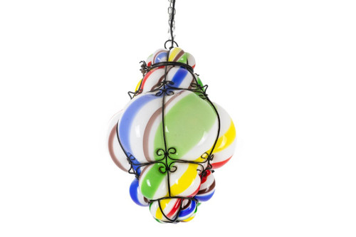 "Sucre d'orge" lantern In Polychrome Glass, 1950s, Ls45991261