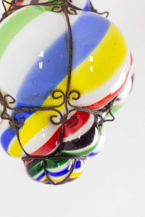 "Sucre d'orge" lantern In Polychrome Glass, 1950s, Ls45991261