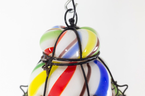 "Sucre d'orge" lantern In Polychrome Glass, 1950s, Ls45991261