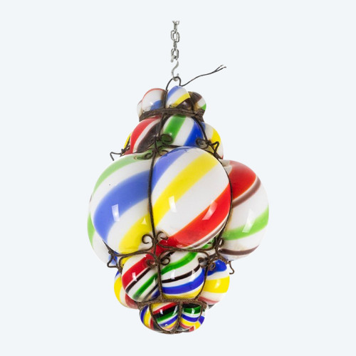 "Sucre d'orge" lantern In Polychrome Glass, 1950s, Ls45991261
