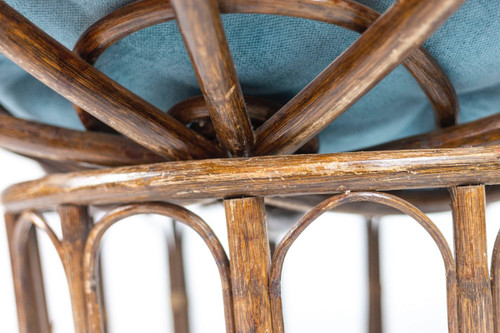 Coppia di poltrone “Papasan” in rattan e tessuto trapuntato, anni '70, LS43301351