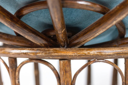 Coppia di poltrone “Papasan” in rattan e tessuto trapuntato, anni '70, LS43301351