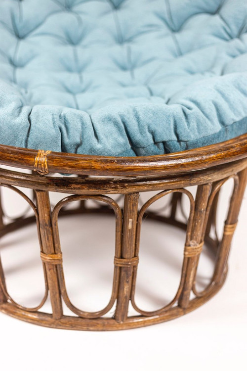 Coppia di poltrone “Papasan” in rattan e tessuto trapuntato, anni '70, LS43301351