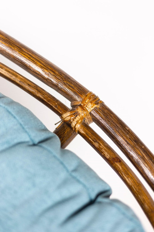 Coppia di poltrone “Papasan” in rattan e tessuto trapuntato, anni '70, LS43301351