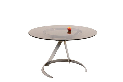 Boris Tabacoff, Table Ronde En Métal Et En Verre, Années 1970, Ls4636501