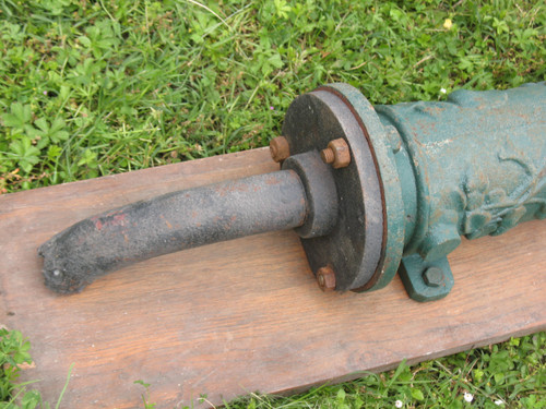 Cast iron water pump, 19th century, Chappée brand, decorated with dolphin and plants h: 140 cm