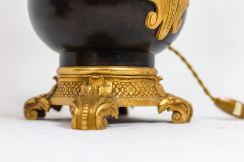 Paire De Lampes En Tôle Et Bronze Doré, Circa 1880, Op529901
