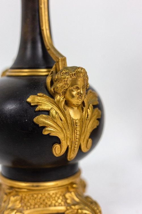 Paire De Lampes En Tôle Et Bronze Doré, Circa 1880, Op529901