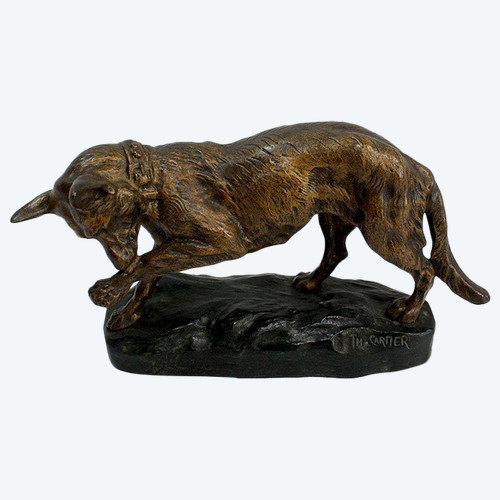 Bronze "German Shepherd Dog" by T-F. Cartier - Early 20th century