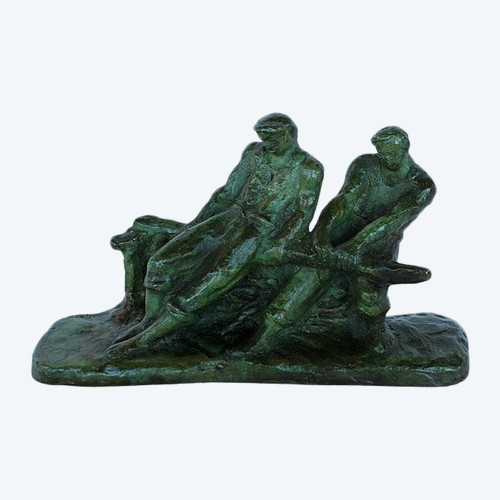 Bronze "Zwei Fischer an der Stange", von Gufko - 1900