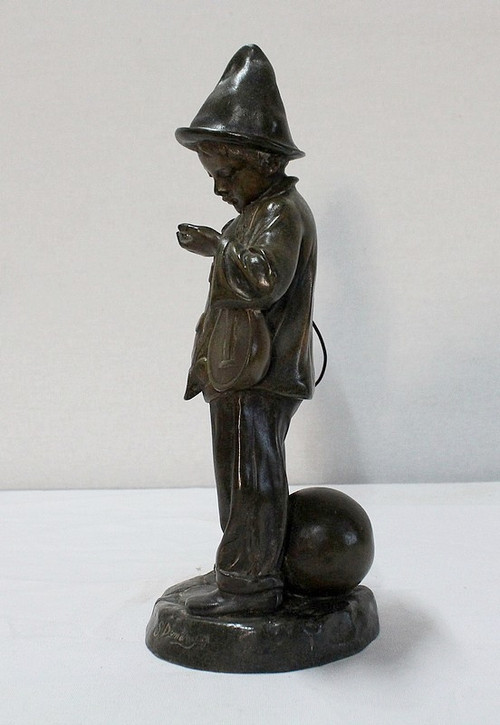 Jeune Joueur de rue" (Giovane giocatore di strada), di G. Demange - Inizio XX secolo