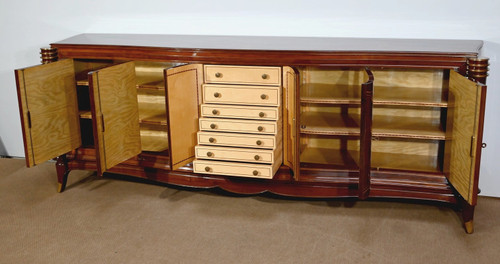 5-door sideboard in Rio rosewood, attributed to J.Leleu, Art Deco - 1940