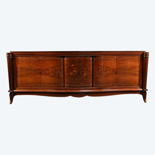5-door sideboard in Rio rosewood, attributed to J.Leleu, Art Deco - 1940