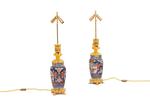 Paire De Lampes En Porcelaine d'Imari Et Bronze Doré, Circa 1880, Ls4547631