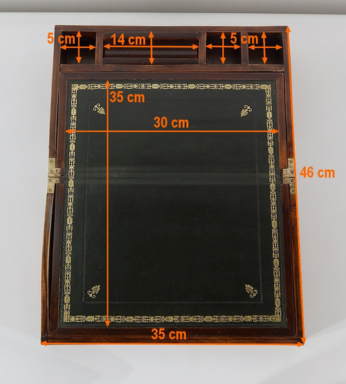 Small travel writing case in solid mahogany - 2nd part 19th century
