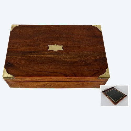 Small travel writing case in solid mahogany - 2nd part 19th century