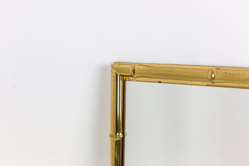 Specchio rettangolare in ottone dorato, anni '70