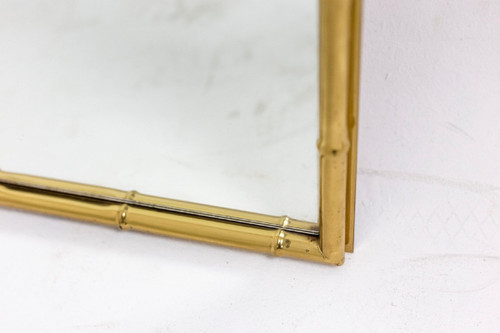 Specchio rettangolare in ottone dorato, anni '70
