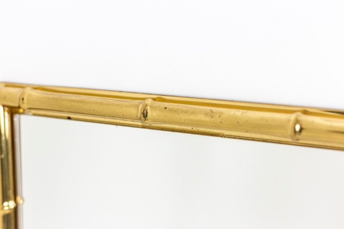 Specchio rettangolare in ottone dorato, anni '70