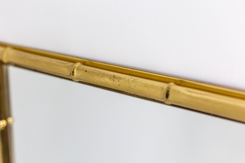 Specchio rettangolare in ottone dorato, anni '70
