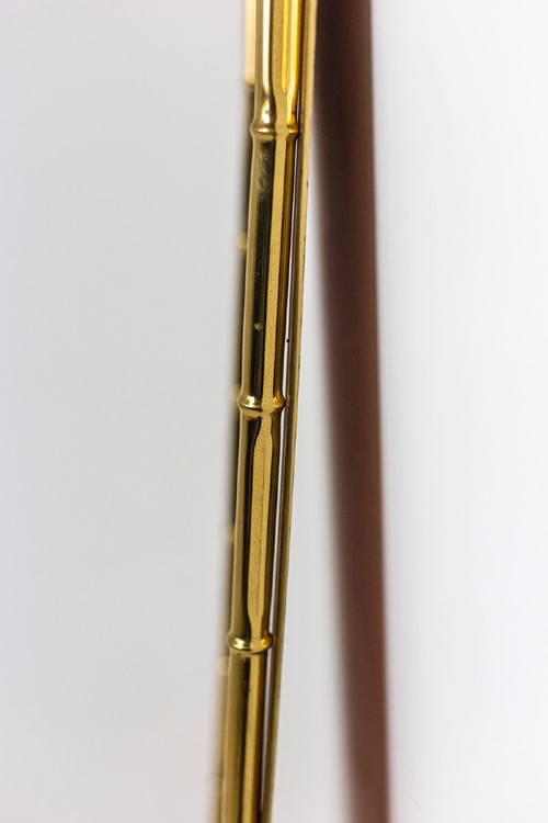 Specchio rettangolare in ottone dorato, anni '70