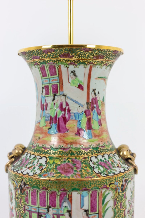 Grande lampada in porcellana di Canton, 1880 circa