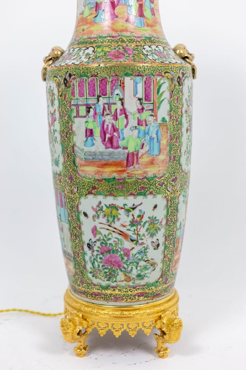 Grande lampada in porcellana di Canton, 1880 circa