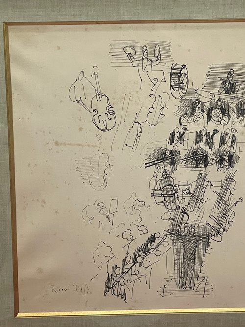 Raoul DUFY 1877-1953 L'Orchestre 1942 Tableau à l'encre
