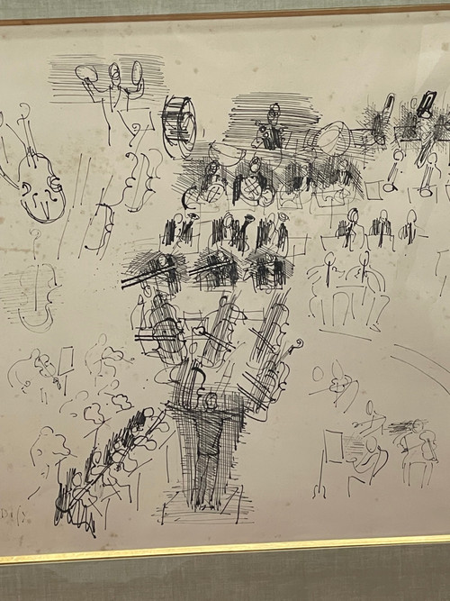 Raoul DUFY 1877-1953 L'Orchestre 1942 Tableau à l'encre