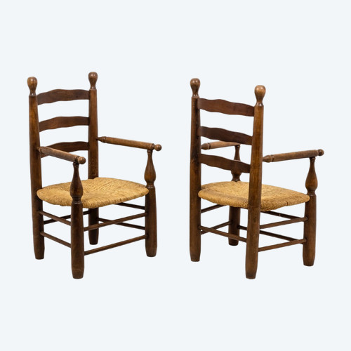 Coppia di poltrone in faggio naturale, anni '50 - Ls4544331