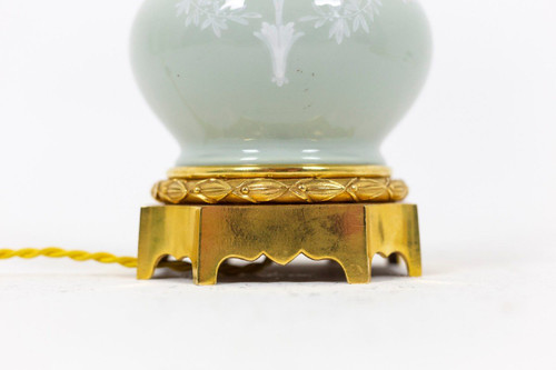 Pair Of Louis XVI Style Celadon Porcelain Lamp, Circa 1880 - Ls4364591