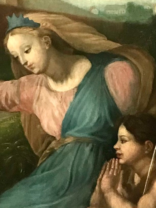 Tableau hst « La vierge au diadème bleu » d ‘ après Raffaello Sanzio dit  Raphaël 