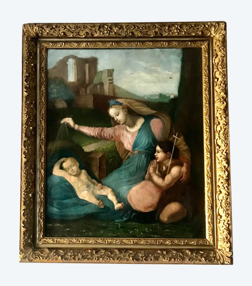 Tableau hst « La vierge au diadème bleu » d ‘ après Raffaello Sanzio dit  Raphaël 