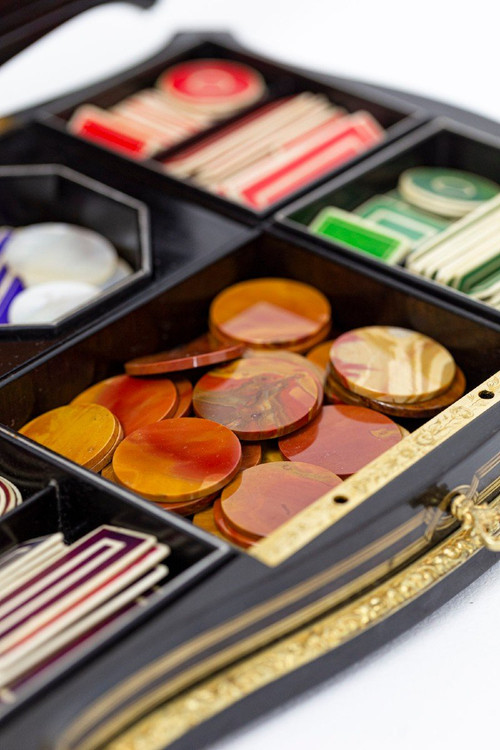 Coffret à Jeux En Bois Et Laiton Doré, époque Napoléon III - Ls4369616