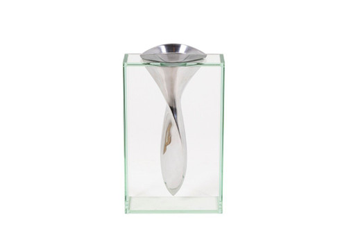Lisa Mori, Pair Of Aluminium And Glass Vases, 1980s - Ls4379151