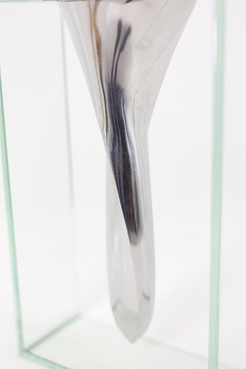 Lisa Mori, Pair Of Aluminium And Glass Vases, 1980s - Ls4379151