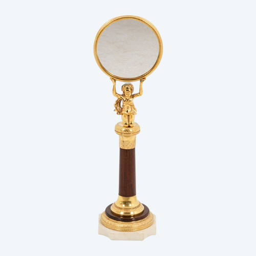 Petit Miroir En Acajou Et Bronze Doré, époque Empire - Op450301