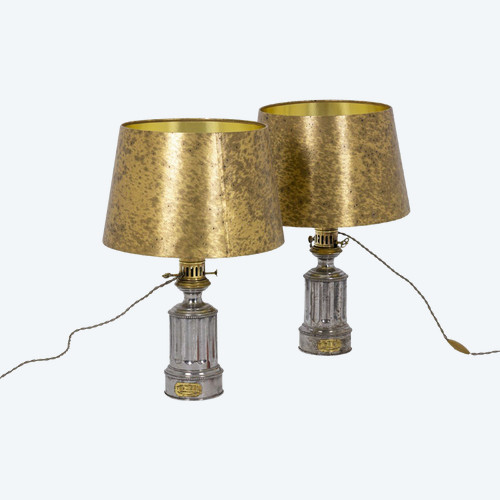 Coppia di lampade in peltro, 1880 circa - Ls4344621