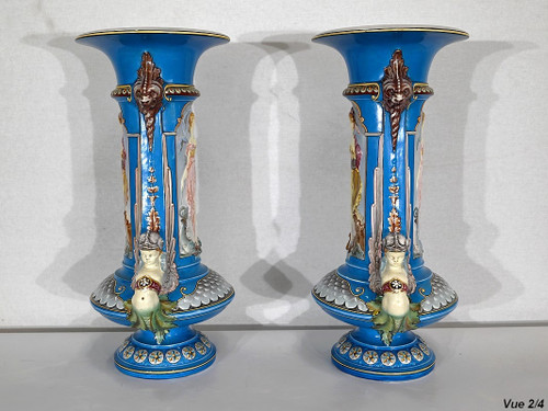 Pair of Vases, Creil-Montereau Earthenware – Mid-19th Century