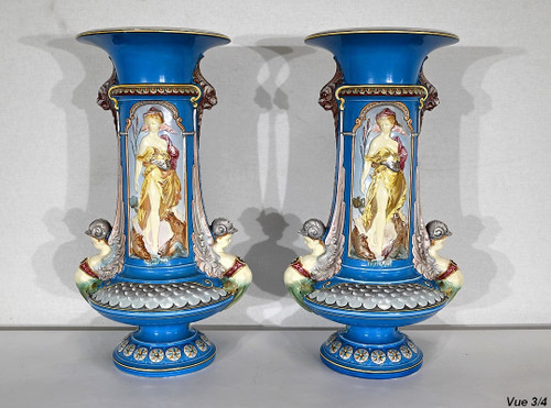 Pair of Vases, Creil-Montereau Earthenware – Mid-19th Century