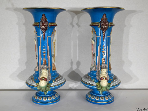 Pair of Vases, Creil-Montereau Earthenware – Mid-19th Century