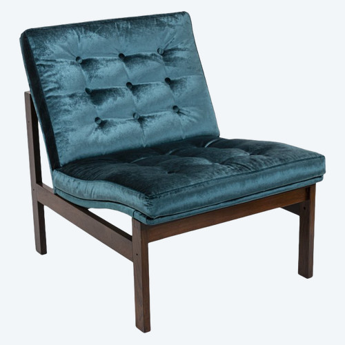 Danish France & Son Fireside Chair In Rosewood And Blue Velvet, 1962 - LS3705B1511