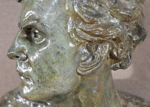 Grande bronzo "Jean Mermoz", firmato A.Ouline - Prima parte del XX secolo