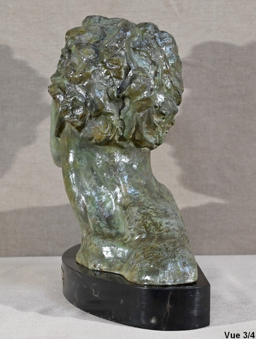 Grande bronzo "Jean Mermoz", firmato A.Ouline - Prima parte del XX secolo