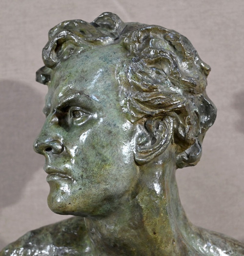Grande bronzo "Jean Mermoz", firmato A.Ouline - Prima parte del XX secolo