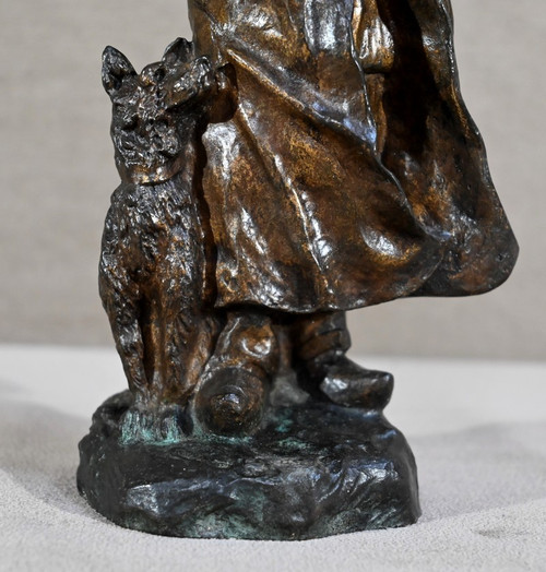 Bronzo "Il pastore e il suo cane", firmato G.Omerth - Inizio XX secolo